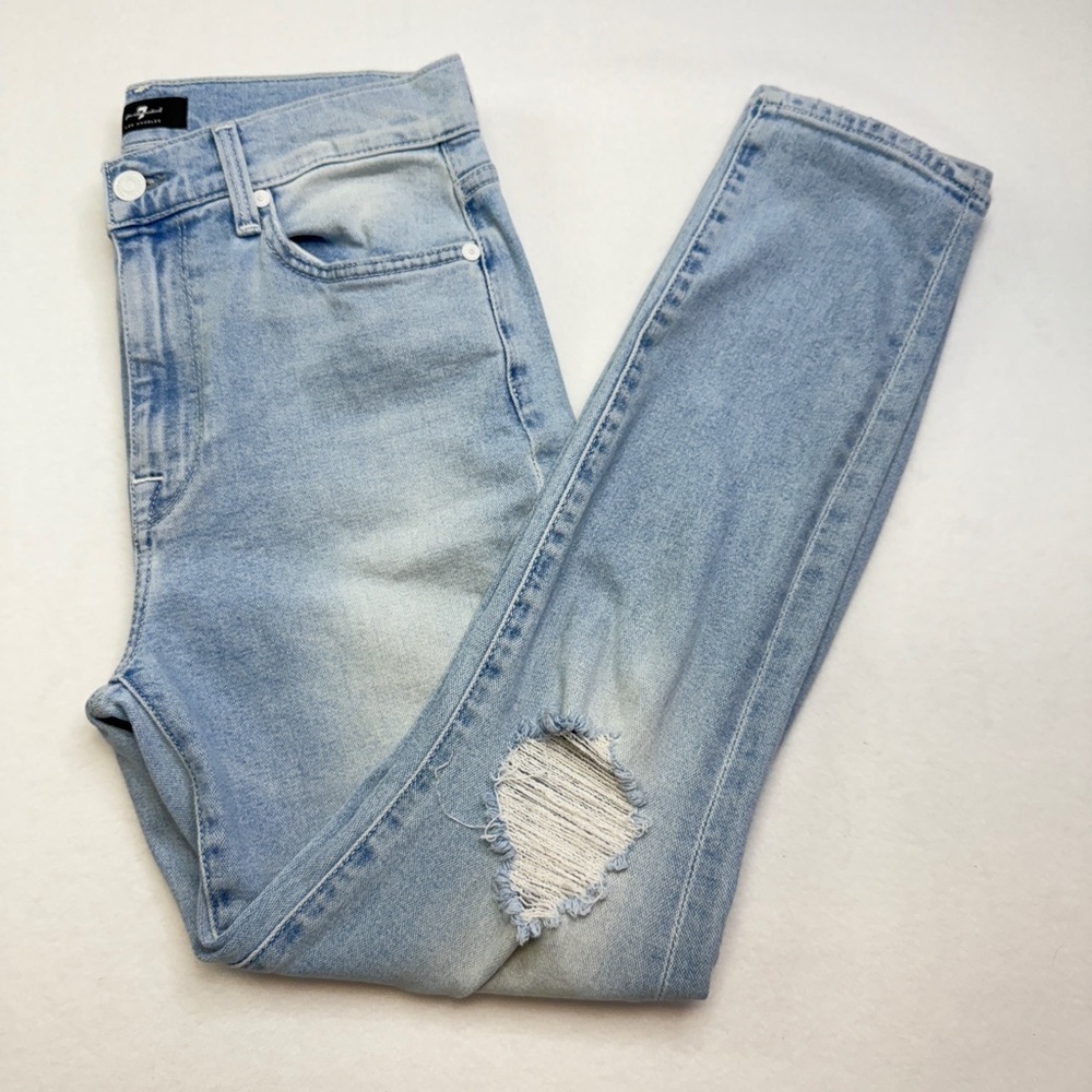 7 For All Mankind Size 28 Light Blue Cropped Jeans